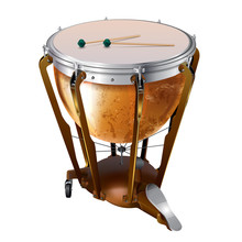 Classical Timpani Drum, Isolated On White Background