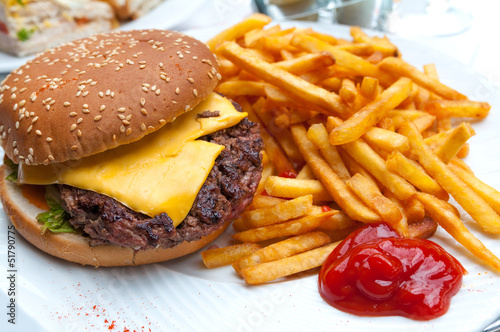Naklejka samoprzylepna Amerykański hamburger
