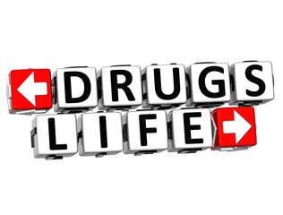 Poster - 3D Drugs Life Button Click Here Block Text