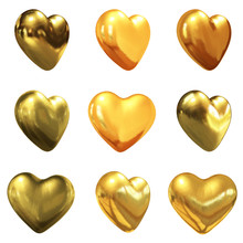Gold Hearts Set For Wedding Design