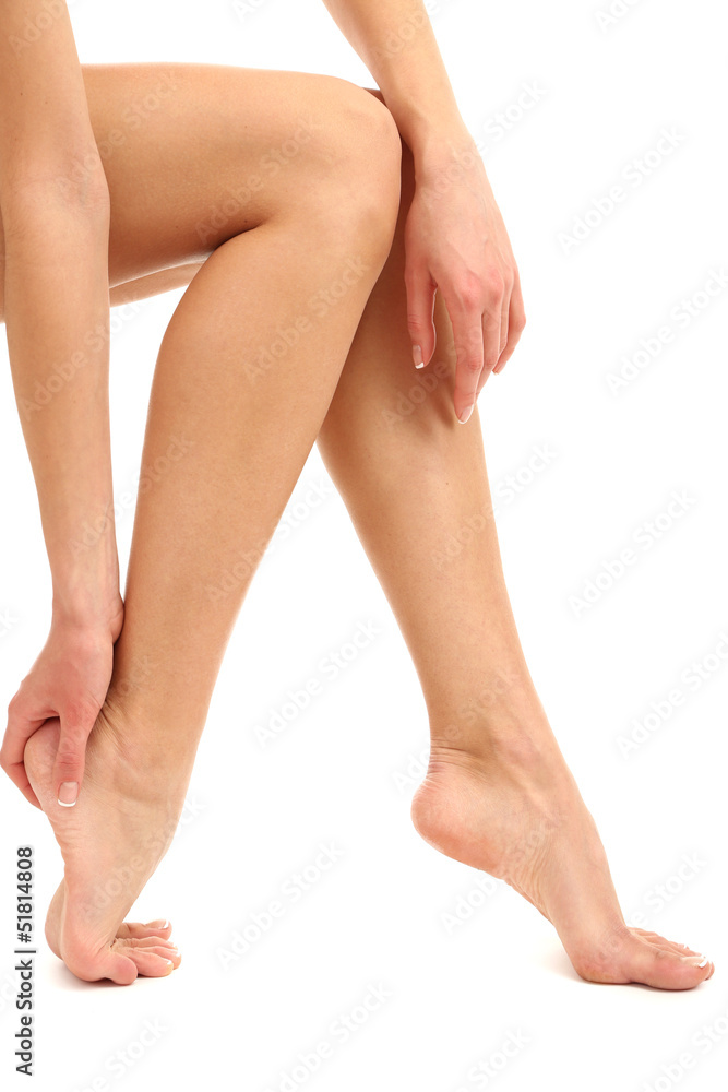 Beautiful woman legs, isolated on white