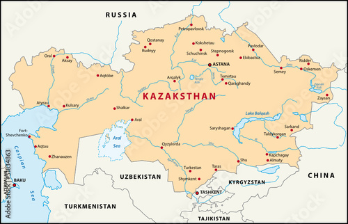 Fototapeta na szkło Kazaksthan map
