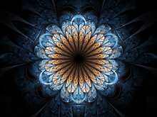 Golden Fractal Flower, Digital Artwork