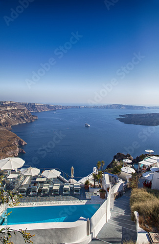Plakat na papierze fotorealistycznym Santorini ośrodek wypoczynkowy