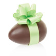 Chocolate Easter egg with bow on white, clipping path