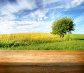 Canvas Print - Empty table ready for Your photo montage