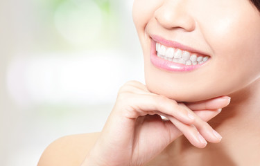 Canvas Print - Beautiful young woman teeth close up