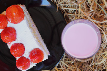 Wall Mural - Strawberry Cake - Milk Smoothie Strawberry berry.