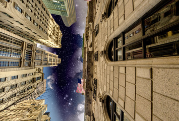 Wall Mural - Manhattan, New York City. Wonderful night view of Tall Skyscrape