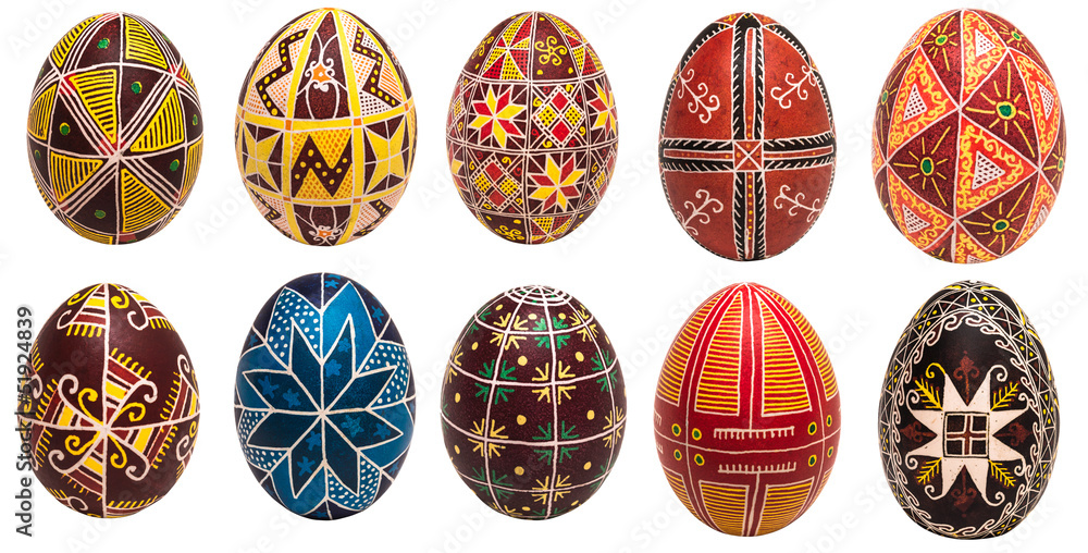 Colorful Easter eggs with pattern for background - obrazy, fototapety, plakaty 