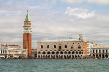 Wall Mural - Venice waterfront, St Marks area with Doge Palace and campanile.