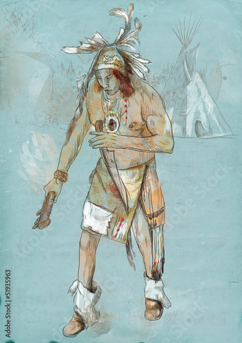 Tapeta ścienna Indianin na warpath (wykopany topór bojowy)