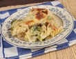 fusilli with salmon, broccoli and bechamel