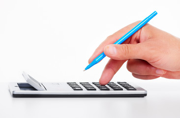Aufkleber - Hand with a calculator.