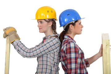 Two female carpenters