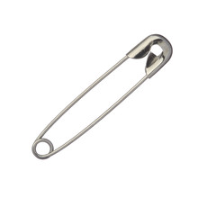 One Safety Pin Isolated On White Background, Close Up
