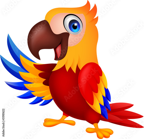 Naklejka na szybę Cute macaw bird cartoon waving