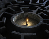 Fototapeta  - Man in the middle of a mysterious maze