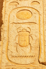 Wall Mural - Scarab hieroglyph in the Temple of Queen Hatshepsut in Egypt