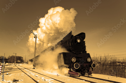 Naklejka - mata magnetyczna na lodówkę Old retro steam train