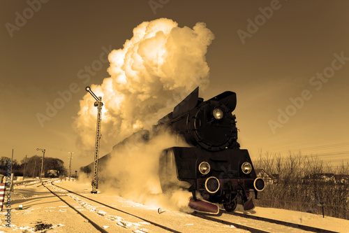 Naklejka dekoracyjna Old retro steam train