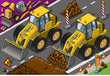 © Aurielaki - Isometric Yellow Bulldozerin front view