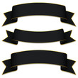 Set of black bands with texture and gold edges