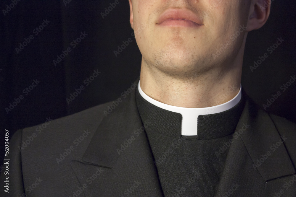 Close-up of Priest collar - obrazy, fototapety, plakaty 
