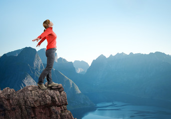 Wall Mural - woman hiking