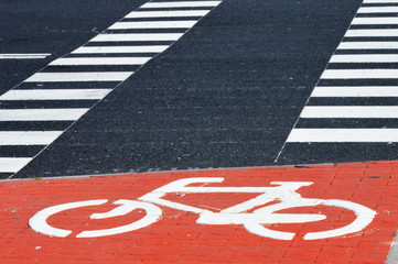 Wall Mural - Bicycle road sign on the street