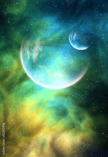Board z aluminiowym obramowaniem Tło z planetą, księżycem i mgławicą