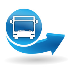 Poster - bus sur bouton web bleu