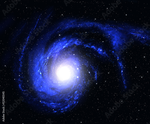 Tapeta ścienna Piękna niebieska galaktyka spiralna w głębokiej przestrzeni.
