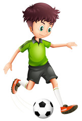 Sticker - a boy with a green shirt playing soccer