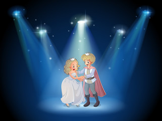 Wall Mural - A stage with a prince and a princess