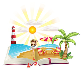 Wall Mural - A book with an image of a beach