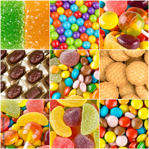 Naklejka - mata magnetyczna na lodówkę Different colorful sweets backgrounds