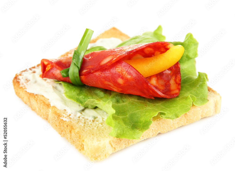 Salami rolls with paprika pieces inside,