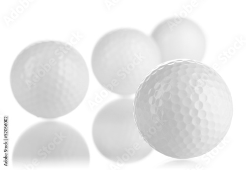 Obraz na płótnie canvas czteroczęściowy "tetraptyk" Piłki golfowe na białym tle
