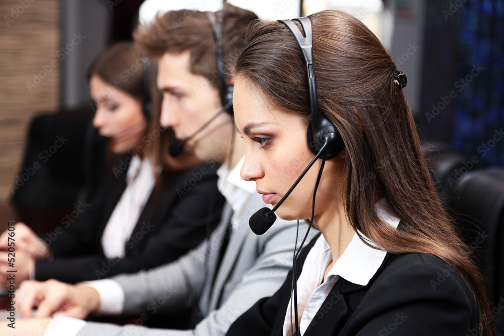 Call center operators at work.