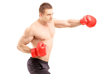 Poster - An athlete with boxing gloves