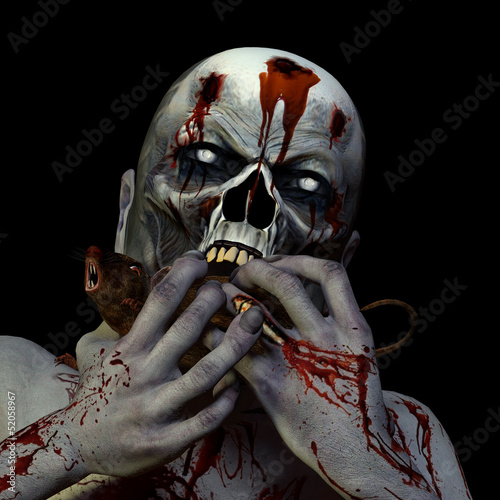 Fotoboard na płycie Zombie jedzącego szczura