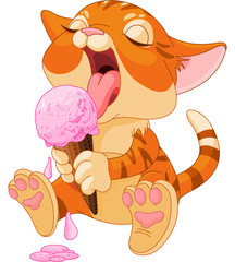 Poster - Kitten eating ice cream