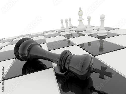 Board z aluminiowym obramowaniem Szachy w czerni i bieli