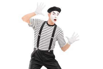 Canvas Print - A male mime artist performing