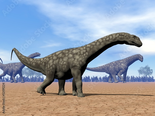 Naklejka na meble Argentinosaurus dinosaurs walk - 3D render