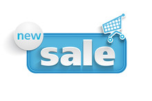 Blue Sale Label With Shopping Cart