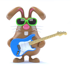 Canvas Print - Chocolate bunny played guitar