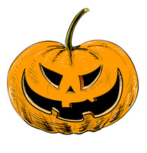 Halloween Pumpkin With Evil Scary Smile