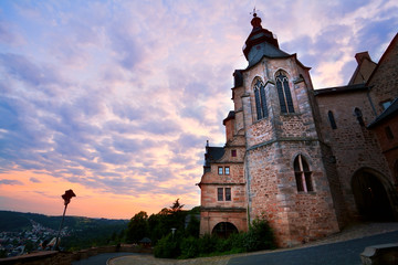 Fototapete - castle in Marburg at sunset